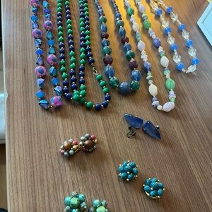 Vintage Colorful Jewelry Set - Trifari, Hong Kong, Japan etc